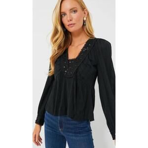 Sea NY Black Charlotte Embroidery Long Sleeve Top $295 NWT XS Tuckernuck